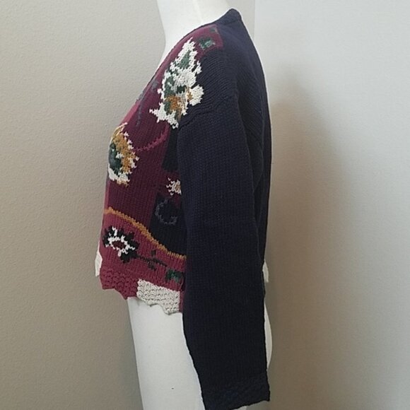 NWT First Concepts Hand Knit Floral Crop Cardigan - Picture 3 of 7